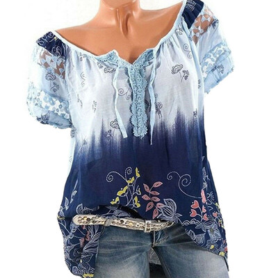 

Women Short Sleeve Lace Floral Blouse Top T-shirt Tank Casual Summer Clothes