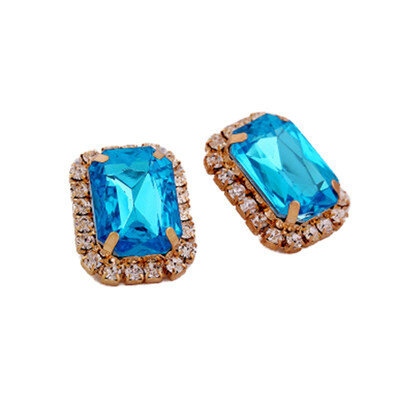 

New Design Multicolor Polygon Shaped Round Zircon Earring Ladies Sexy Super Large Stud Earring For Women Jewelry Gift