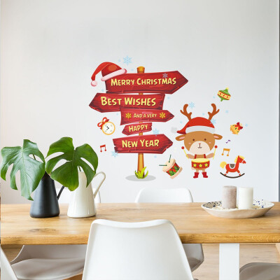 

Gobestart Merry Christmas Background Wall Decoration Removable Wall Stickers