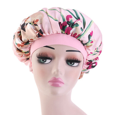 

Silk Satin Night Sleep Cap Hair Bonnet Hat Head Cover Wide Band Adjust Elastic