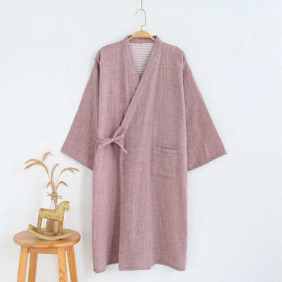 

Mens Kimono Style Robe Soft Comfortable Cotton SPA Bathrobe