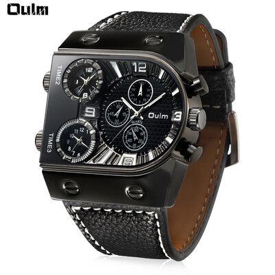 

Oulm Multi-Function 3-Movt Quartz Leather Wristwatch Men Military Sports Watch