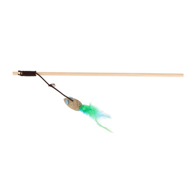 

Pet Cat Interactive Fishing Stick Catnip Ball Mice Shaped Teaser Wooden Wand with Bell Cat Kitten Teeth Cleaning Catnip Toy