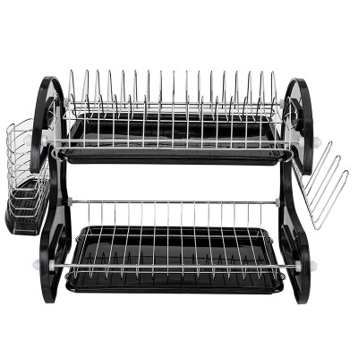 

2 Tier Dish Drainer Drying Rack Large Capacity Kitchen Storage Stainless Steel HolderWashing Organizer