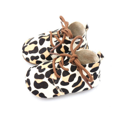 

Baby Boy Girl Leopard Print Soft Bottom Crib Shoes Size Born To 18 Months