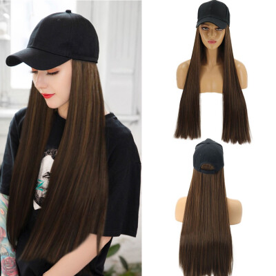 

Gobestart Long Straight Wig Cap 30 inch Long Hair Baseball Cap Ball Caps Casual Hat Wig