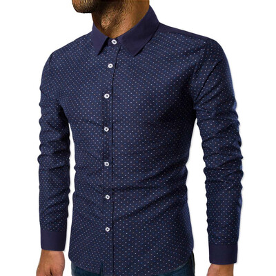 

Toponeto Mens Casual Fashion Business Leisure Splice Long-sleeved Shirt Top Blouse
