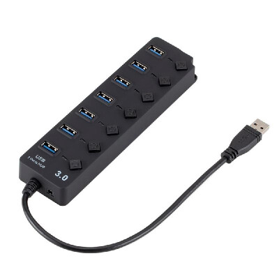 

USB 30 HUB Splitter 7 Ports with OnOff Switches High Speed 5Gbps Micro Multiple USB Port Expander for PC Computer