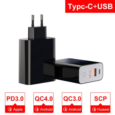 

Baseus Speed PPS smart shutdown & Digital Display touch wall charger for iphone fast charger adapter USB30 PD30