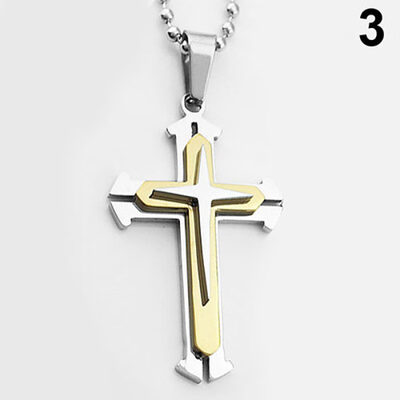 

Mens Fashion Cross Pendant Stainless Steel Chain Necklace Jewelry Charm Gift