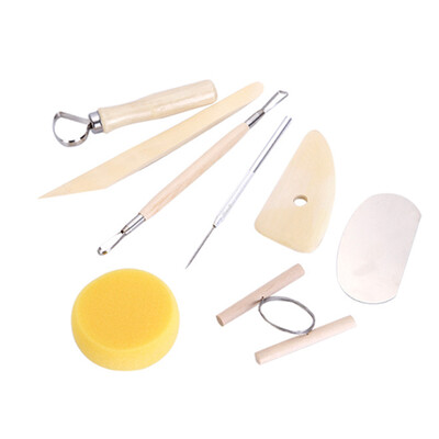 

8PCSSet Wooden Pottery Clay Ceramics Molding Carving Sculpting Molding Tool Kit Art Craft Wax Carving Shapers