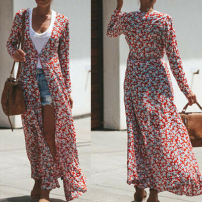 

Womens Floral Loose Blouse Summer Boho Duster Shawl Kimono Long Cardigan Tops