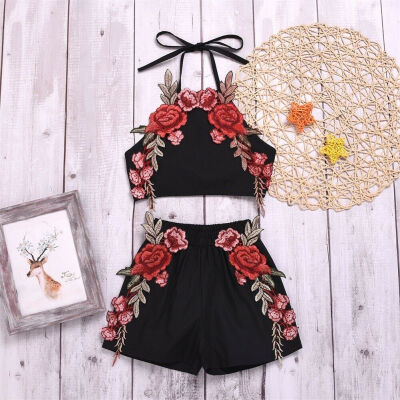 

Toddler Kid Baby Girl Clothes Strap TopFloral Short Pants Summer Outfits Set