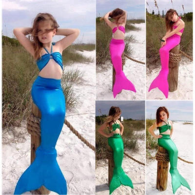 

Summer Mermaid Tail Kids Girls Bikini Set Swimwear Swimsuit Swimming Cosplay Costume