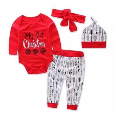 

Baby Boys Girls Long Sleeve Christmas Romper Pants Leggings 4pcs Outfit Clothes