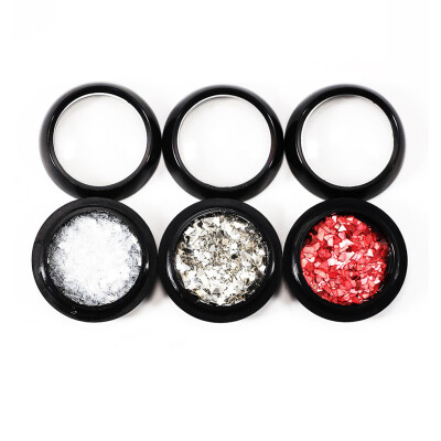 

3PCS Transparent Silver Red Manicure Sequins Nail Glitter Powder Art Decorations Women DIY Tool