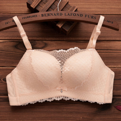 

Women Sexy Lace No Trace Solid Color Without Steel Ring Bra High Gathered Comfort Underwear