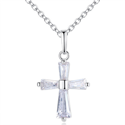 

Rinhoo 925 Sterling Shiny Crystal Cherry Blossom Flower Necklace Elegant Zircon Cross Heart Necklace Women Wedding Jewelry Gifts