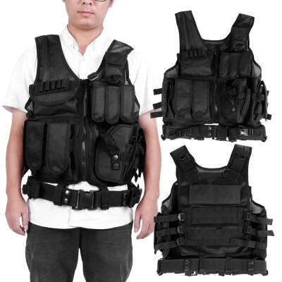 

Greensen Multifunctional Black Polyester Fiber Military Army Gear Vest for Camping Hiking