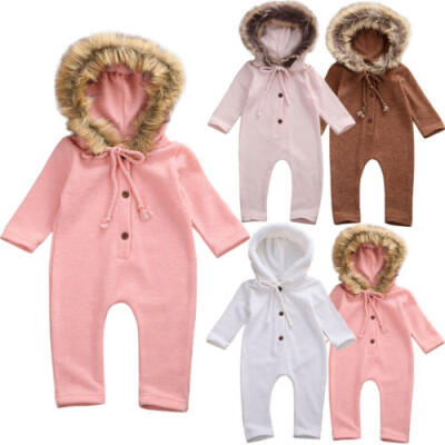 

Newborn Baby Girl Boy Toddler Winter Clothes Hooded Romper Jumpsuit Warm Outfits