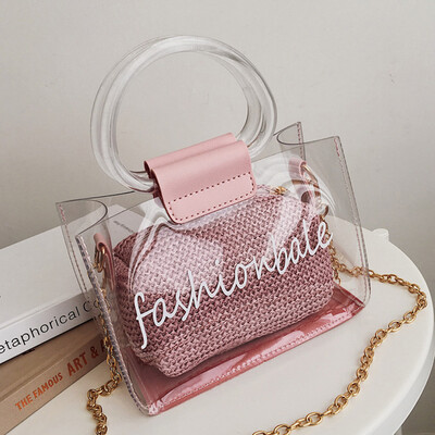 

Summer 2019 new Joker fashion transparent jelly chic chain portable slung shoulder bag tide
