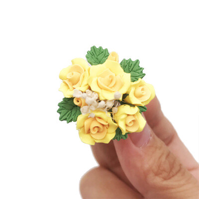 

Siaonvr Mini Dollhouse Miniature Green Plant Rose in Pot Fairy Garden Accessory