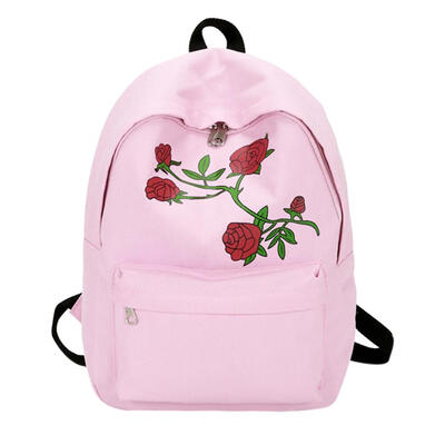 

Preppy Chic Women Canvas Flower Printed Large Capacity School Backpack