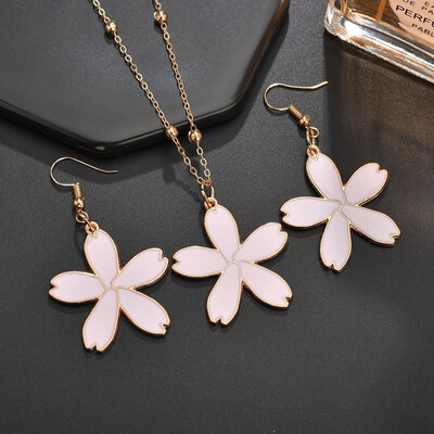 

Petal Earrings Necklace Set New Womens Sweet Beauty Jewelry Creative Design New Cute Multi-color Flower Wedding Party Gift