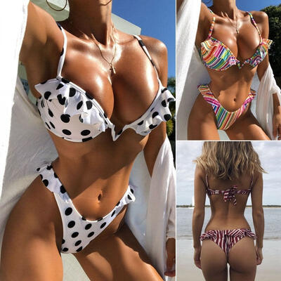 

Padded Bra Bikini Set Swimsuit Women Bandage Push-up Triangle Swimwear Bathing