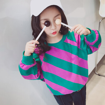 

Toddler Kids Baby Boys Girls Stripe Contrast Color Diagonal Stripes Tops