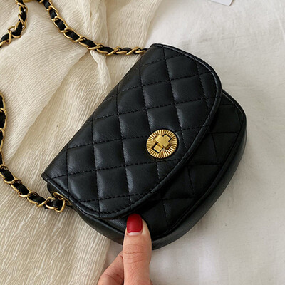 

Women 2019 new fashion Korean Ling lattice chain bag simple temperament single shoulder diagonal womens bag