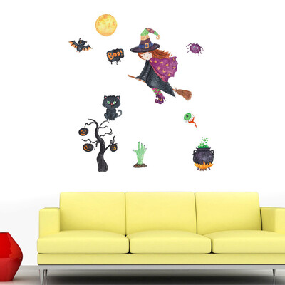 

Siaonvr Mop Witch PVC Sticker Wall Sticker Wallpaper Living Room Decoration