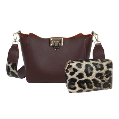 

2pcsset Leopard Clutch Shoulder Handbags Women Leather Crossbody Bag Purse