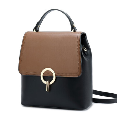 

REALER women backpack small spilt leather backpack for women school backpack for teenager girls panelled shoulder bag