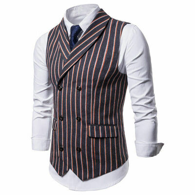 

Plus Size Men Formal Dress Vest Double Breasted Plaids Checks Waistcoats Costume