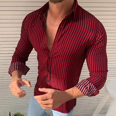 

Tailored Fashion Mens Casual Striped Slim Long Sleeve Dress Shirt Blouse Tops
