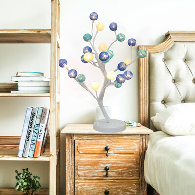 

Siaonvr 24LED Cotton Ball Tree Lamp Home Decoration Holiday Gift Pink Blue