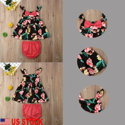 

US Newborn Kid Baby Girls Cute Floral Party Pageant Dress Wedding Bow Knot Dress