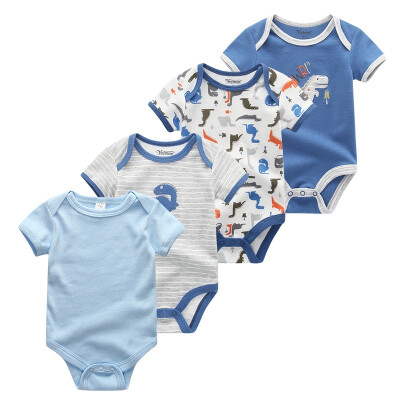 

4PCSLot Baby Clothing Sets Baby Girls Clothes Rpmpers Newborn 0-12M 100Cotton Print Short Sleeve Baby Boys Clothes Bodysuits