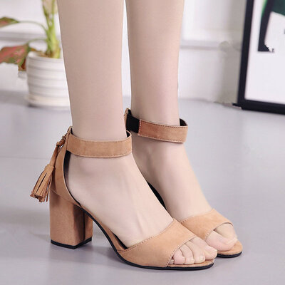 

Korean version of high-heeled sandals with coarse heels