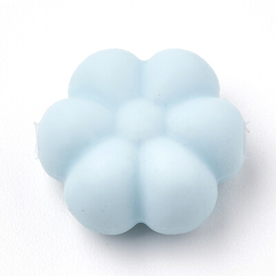 

Food Grade Environmental Silicone Beads Chewing Beads For Teethers DIY Nursing Necklaces Making Flowerr LightBlue 14x13x6mm