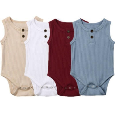 

Cute Newborn Baby Boy Girl Cotton Jumpsuit Bodysuit Outfit Summer Sleeveless Baby Clothes Casual Bodysuits