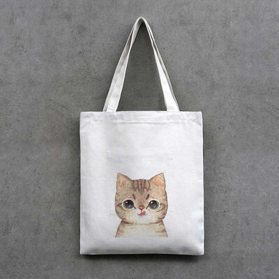 

Women Cute Cat Printing Canvas Tote Girls Casual Shoulder Bags Large Capacity Shopping Bags Handbag Bolsos Mujer YJ
