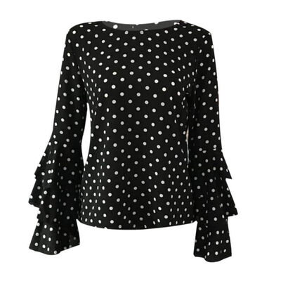 

Women Polka Dot Blusas Shirts Spring Fashion O Neck Long Sleeve Blouse Femininas Casual Tops Plus Size  5XL Autumn Blouse
