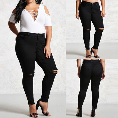 

〖Follure〗Women Stretch Denim Pant Distressed Ripped Freyed Slim Fit Pocket Jeans Trousers