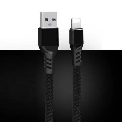 

Universal 1m USB To Lightning 3A Fast Charging Flat Braided Data Cable Line Cord For IPhone IPad-1m