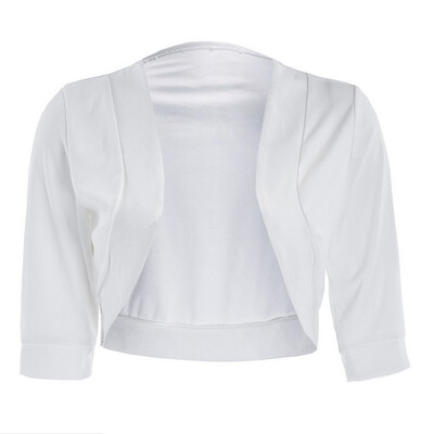 

Womens Casual Slim 34 Sleeve Crop Coat Tops Plus Size Solid Open Front Outwear