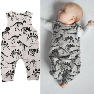 

UK Newborn Baby Boys Girl Dinosaur Sleeveless Romper Jumpsuit Clothes Sunsuit