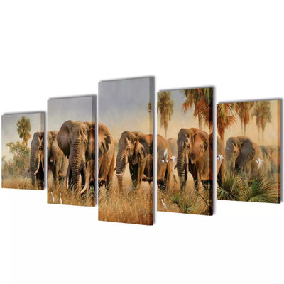 

Canvas Wall Print Set Elephants 39" x 20"