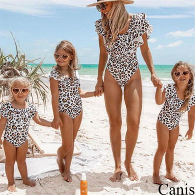 

Family Matching Swimwear Mother Daughter Women Kids One piece Bikini Beachwear